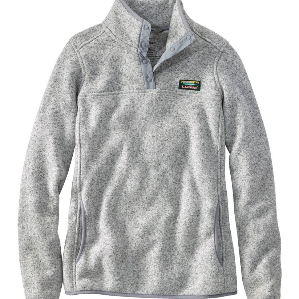 L.L.Bean Sweater Fleece Pewter Grey Snap Pullover - S